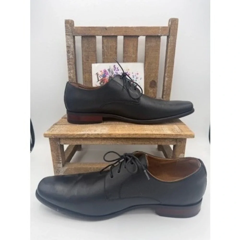 Florsheim Mens Black Leather Plain Toe Derby Dress Shoes 11898-001 Size 8.5 EEE